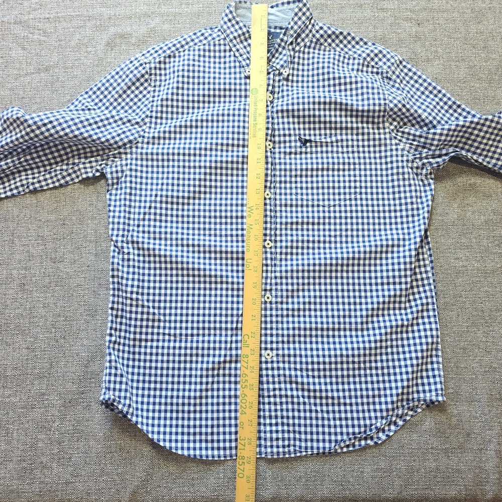 American Eagle Outfitters Button-Down Shirt Men L Long Sleeve Gingham Blue White - Picture 4 of 6